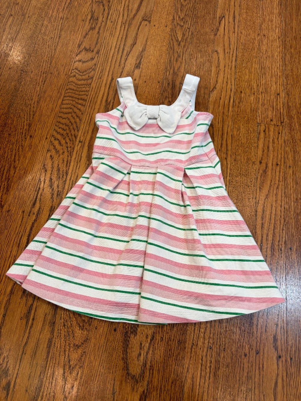Janie &‎ Jack Pink, Green and White Striped Dress Bow Twirl - Girls 2T